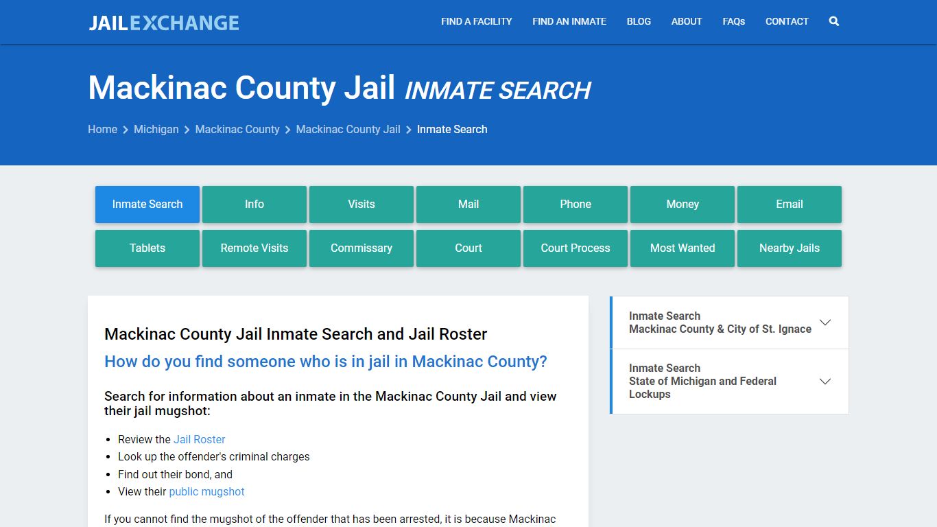 Inmate Search: Roster & Mugshots - Mackinac County Jail, MI