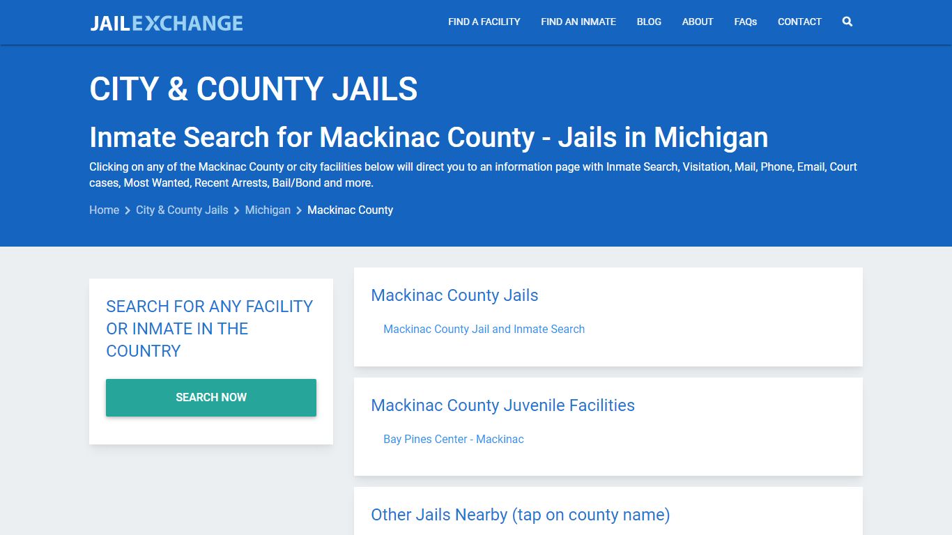 Inmate Search for Mackinac County | Jails in Michigan - Jail Exchange